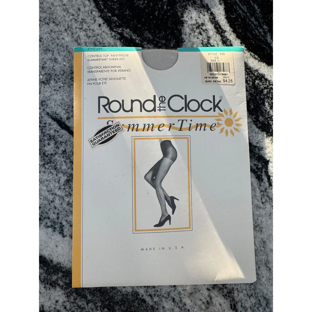 Round the‎ Clock Summertime Sheer Leg Pantyhose Control Top Sandal Toe Size C
